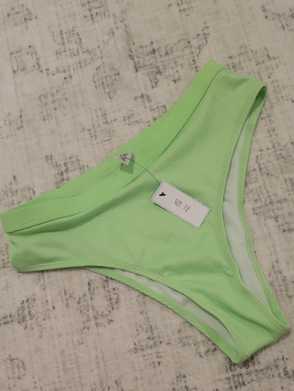 Women’s Ribbed Bikini Bottom in Lime Green